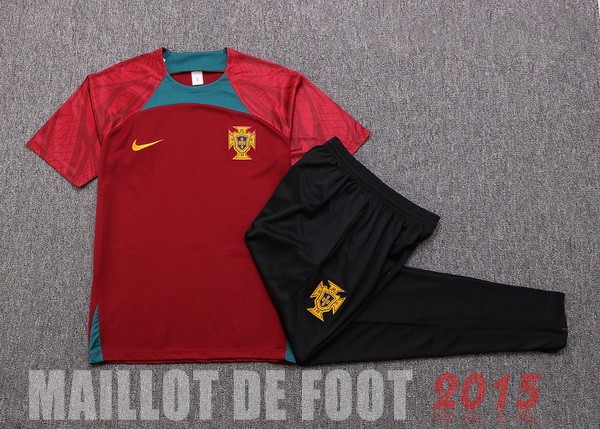 Maillot De Foot Entrainement Ensemble Complet Portugal 2022 Rouge Vert Noir