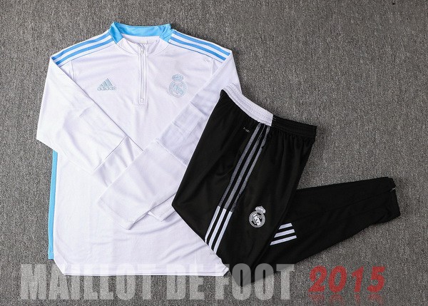 Maillot De Foot Survêtements Real Madrid 2021 2022 Blanc Bleu Noir