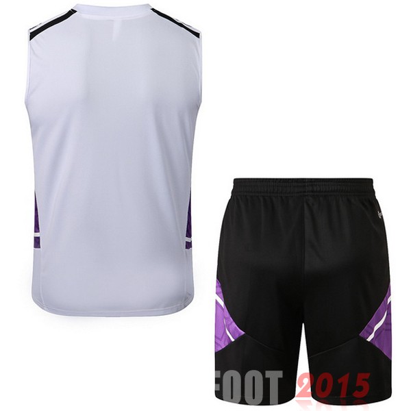 Maillot De Foot Entrainement Sans Manches Ensemble Complet Real Madrid 22/23 Blanc Purpura Noir