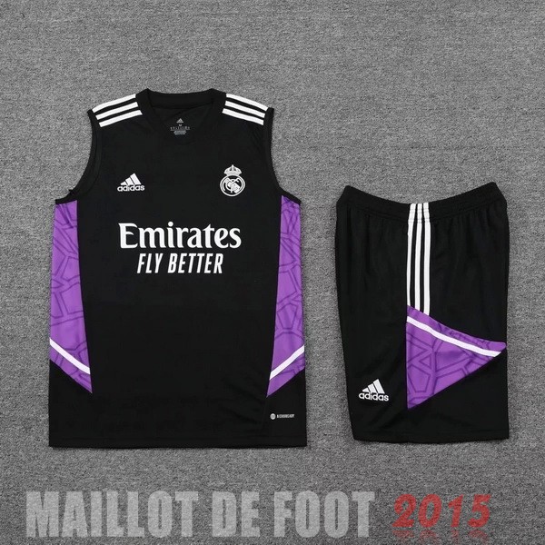 Maillot De Foot Entrainement Sans Manches Ensemble Complet Real Madrid 22/23 Noir Purpura