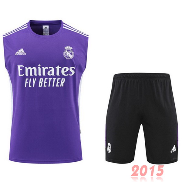 Maillot De Foot Entrainement Sans Manches Ensemble Complet Real Madrid 22/23 Purpura Noir Blanc