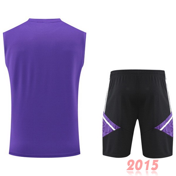 Maillot De Foot Entrainement Sans Manches Ensemble Complet Real Madrid 22/23 Purpura Noir Blanc