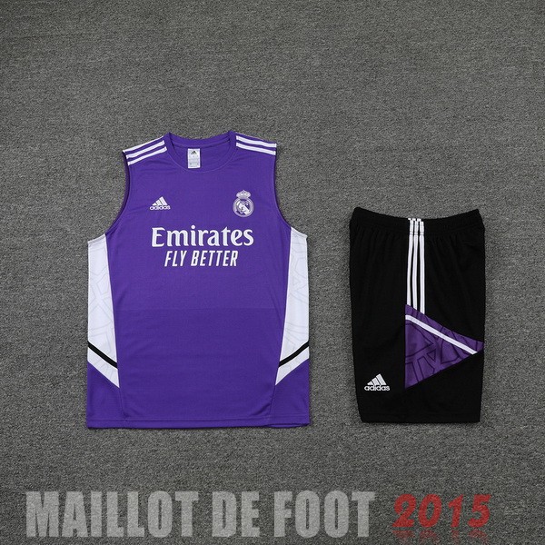 Maillot De Foot Entrainement Sans Manches Ensemble Complet Real Madrid 22/23 Purpura Noir Blanc