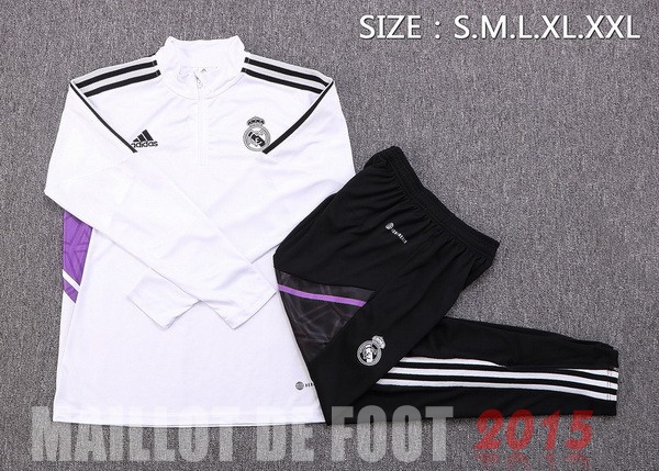 Maillot De Foot Survêtements Enfant Real Madrid 22/23 Blanc III Noir
