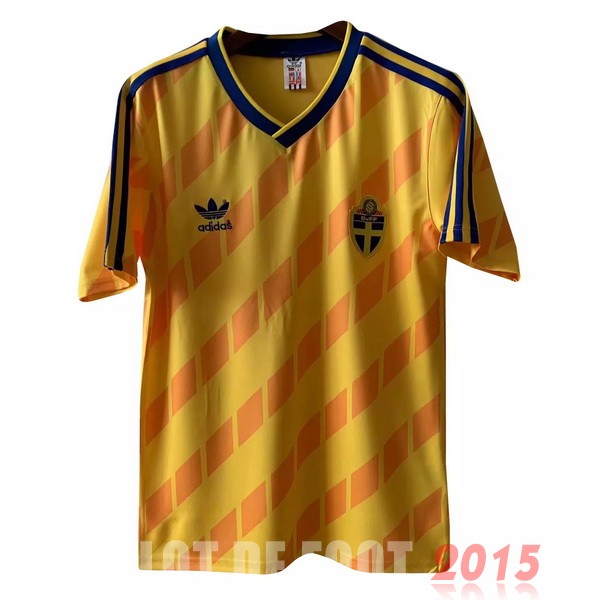Maillot De Foot Domicile Maillot Suède Rétro 1988 Jaune Maillot De Foot Domicile Maillot Suède Rétro 1988 Jaune