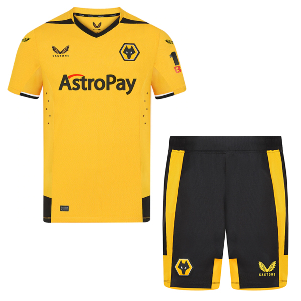 Maillot De Foot Domicile Conjunto De Enfant Wolves 22/23 Jaune Noir